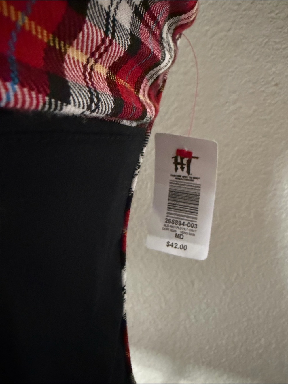 Tripp NYC Red Plaid Tank with Black Front Panel - Picture 4 of 4